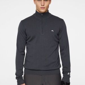 J.Lindeberg Charcoal Half-Zip Knit Sweater
